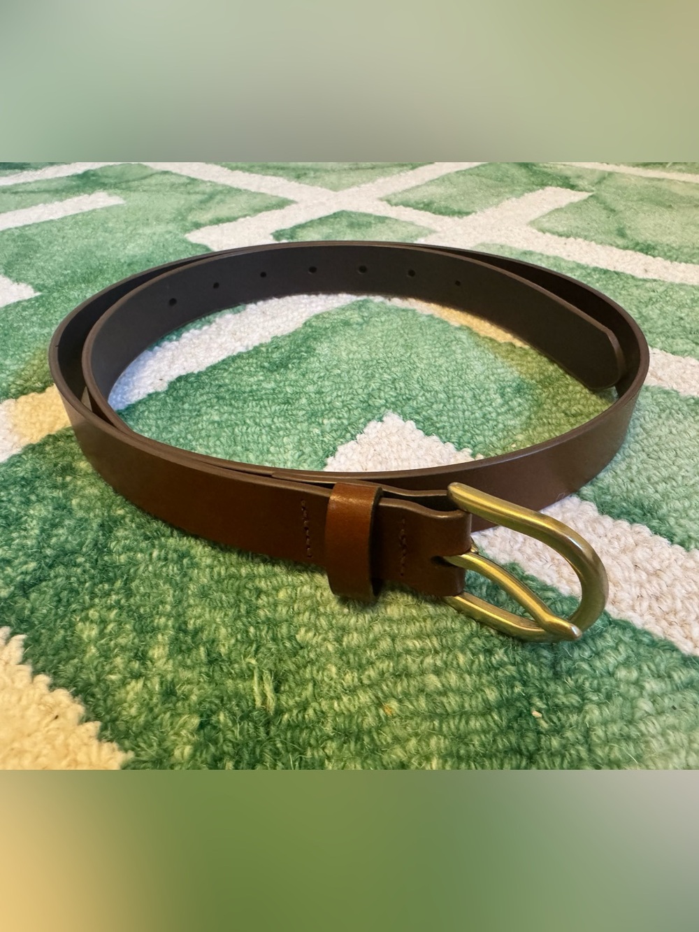 J. Crew NWOT brown leather belt, 1 inch wide size M/L, never worn.